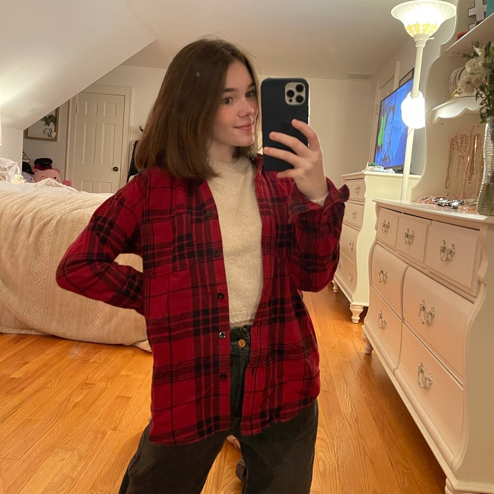 Garage, red and black flannel